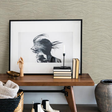 Show details for Leith Taupe Zen Waves Wallpaper