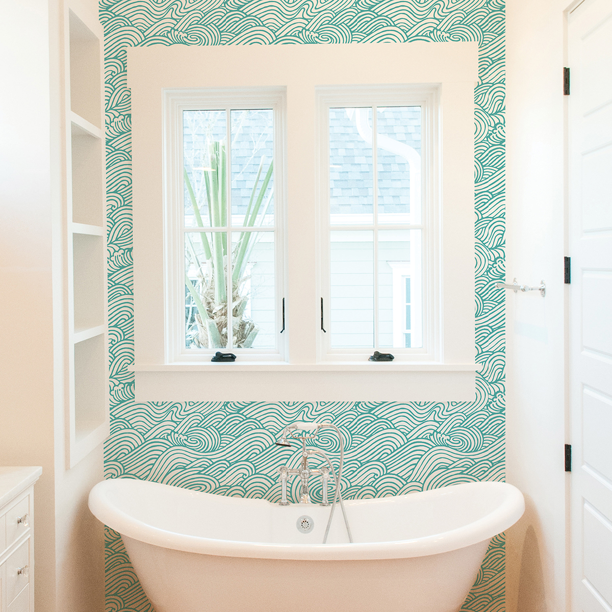 NUS4164 Teal Saybrook Peel and Stick Wallpaper by NuWallpaper