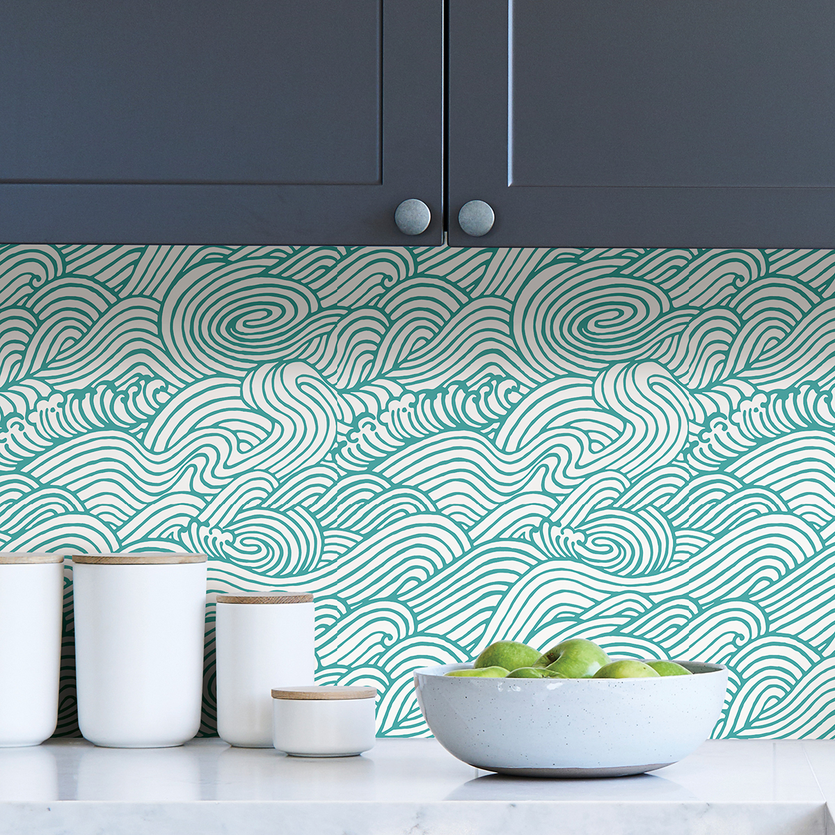 NUS4164 Teal Saybrook Peel and Stick Wallpaper by NuWallpaper