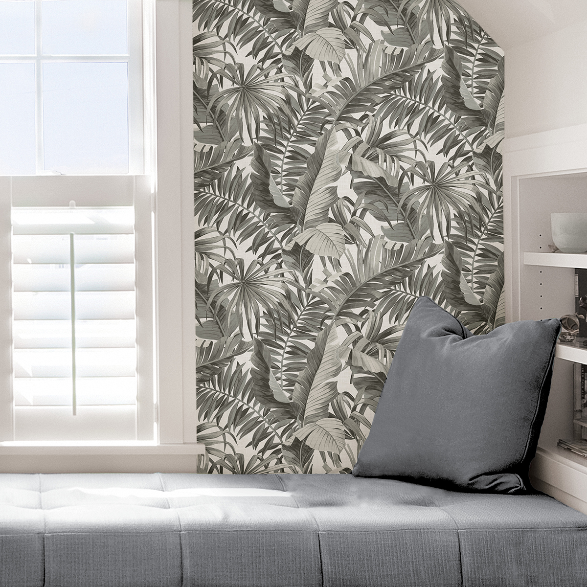 NUS4166 Black & White Maui Peel and Stick Wallpaper by NuWallpaper