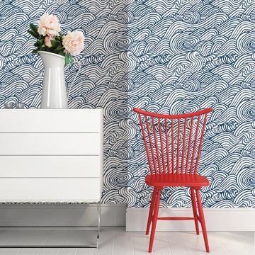 Show details for Navy Saybrook Peel and Stick Wallpaper
