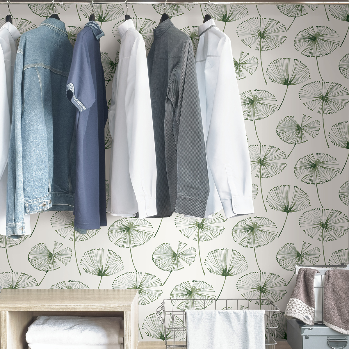 NUS4305 Sage Aya Peel and Stick Wallpaper by NuWallpaper