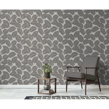 Show details for Larson Grey Leaf Wallpaper
