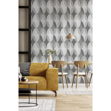 Show details for Kirby Charcoal Oval Geo Wallpaper