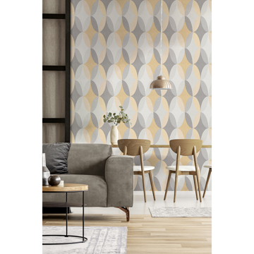 Show details for Kirby Mustard Oval Geo Wallpaper