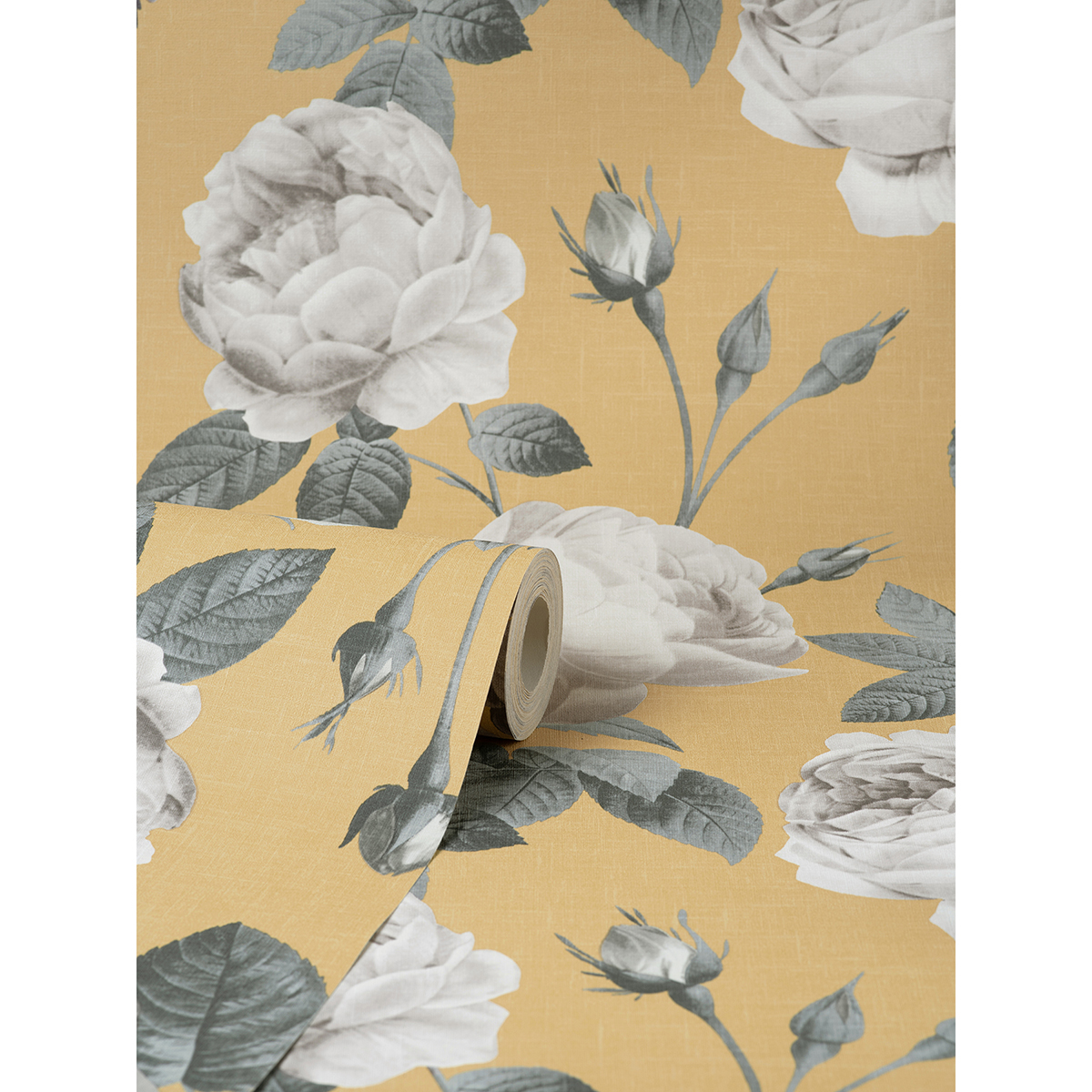 M1646 Eden Mustard Floral Wallpaper by Fine Decor