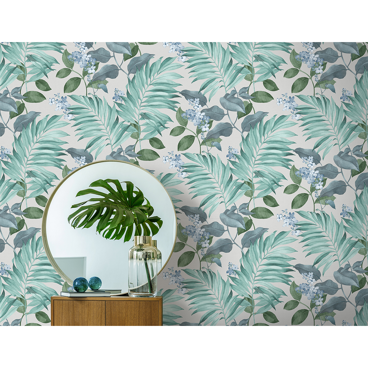 M1651 Eden Grey Tropical Wallpaper by Fine Decor