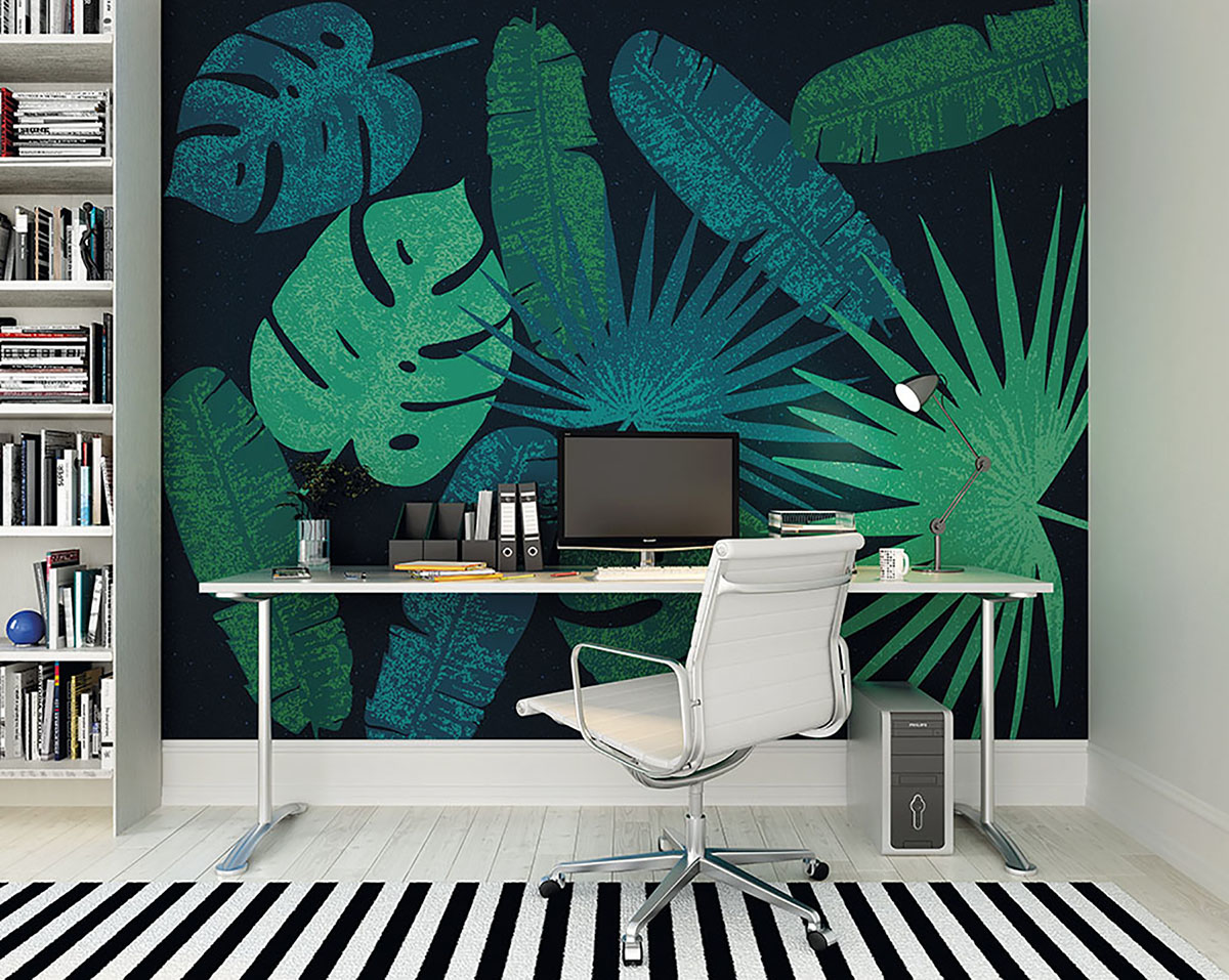 WALS0208 Jungle Leaves Wall Mural by Ohpopsi