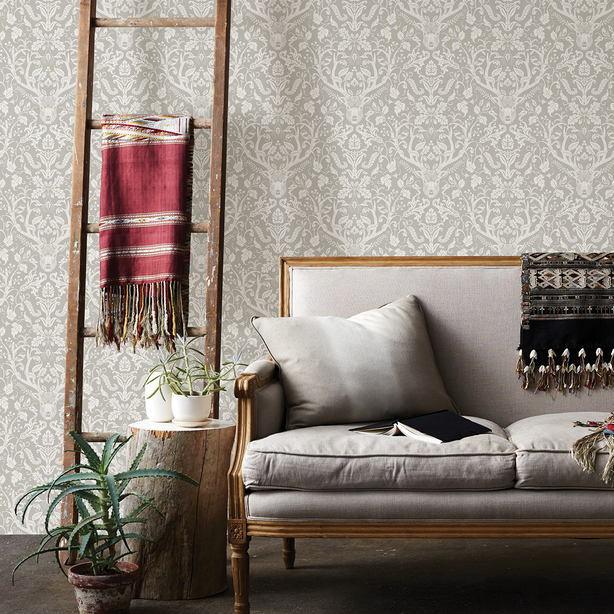 NUS4393 - Taupe Escape to the Forest Peel and Stick Wallpaper - by