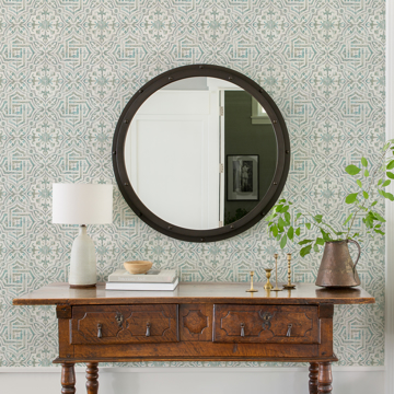 Show details for Teal and Grey Landondale Peel and Stick Wallpaper