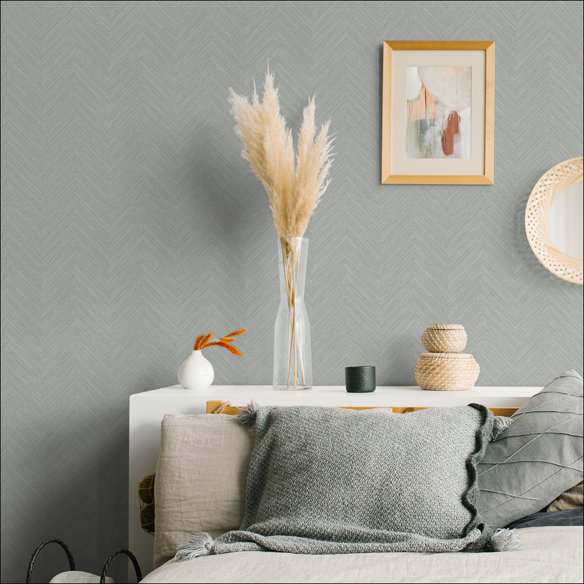 NUS4400 Taupe and Blue Sampson Peel and Stick Wallpaper by NuWallpaper