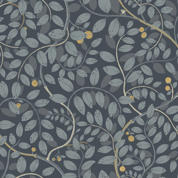 Picture of Kirke Blue Leafy Vines Wallpaper