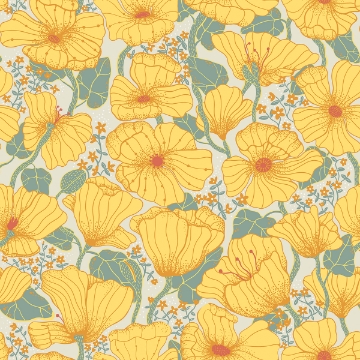 Picture of Matilda Yellow Poppy Fields Wallpaper