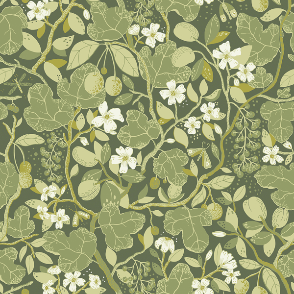 2932-65121 - Ewald Green Garden Vines Wallpaper - by A-Street Prints