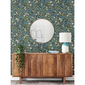 Show details for Ewald Blue Garden Vines Wallpaper