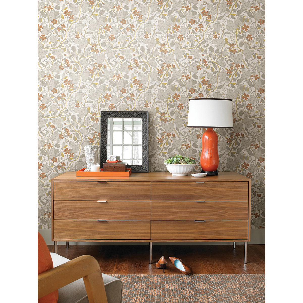 293265124 Ewald Grey Garden Vines Wallpaper by AStreet Prints