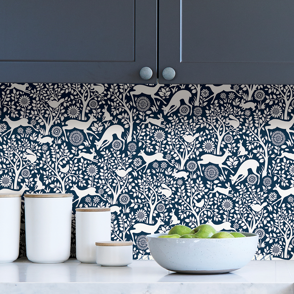 NUS4287 Navy Merriment Peel and Stick Wallpaper by NuWallpaper