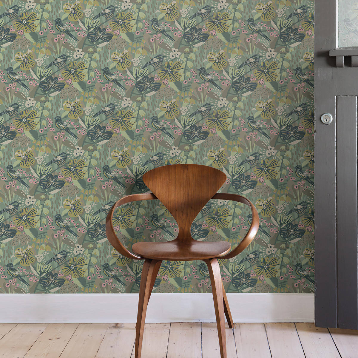 PLS4217 - Sage Jaybird Peel and Stick Wallpaper - by Pip & Lo x WallPops