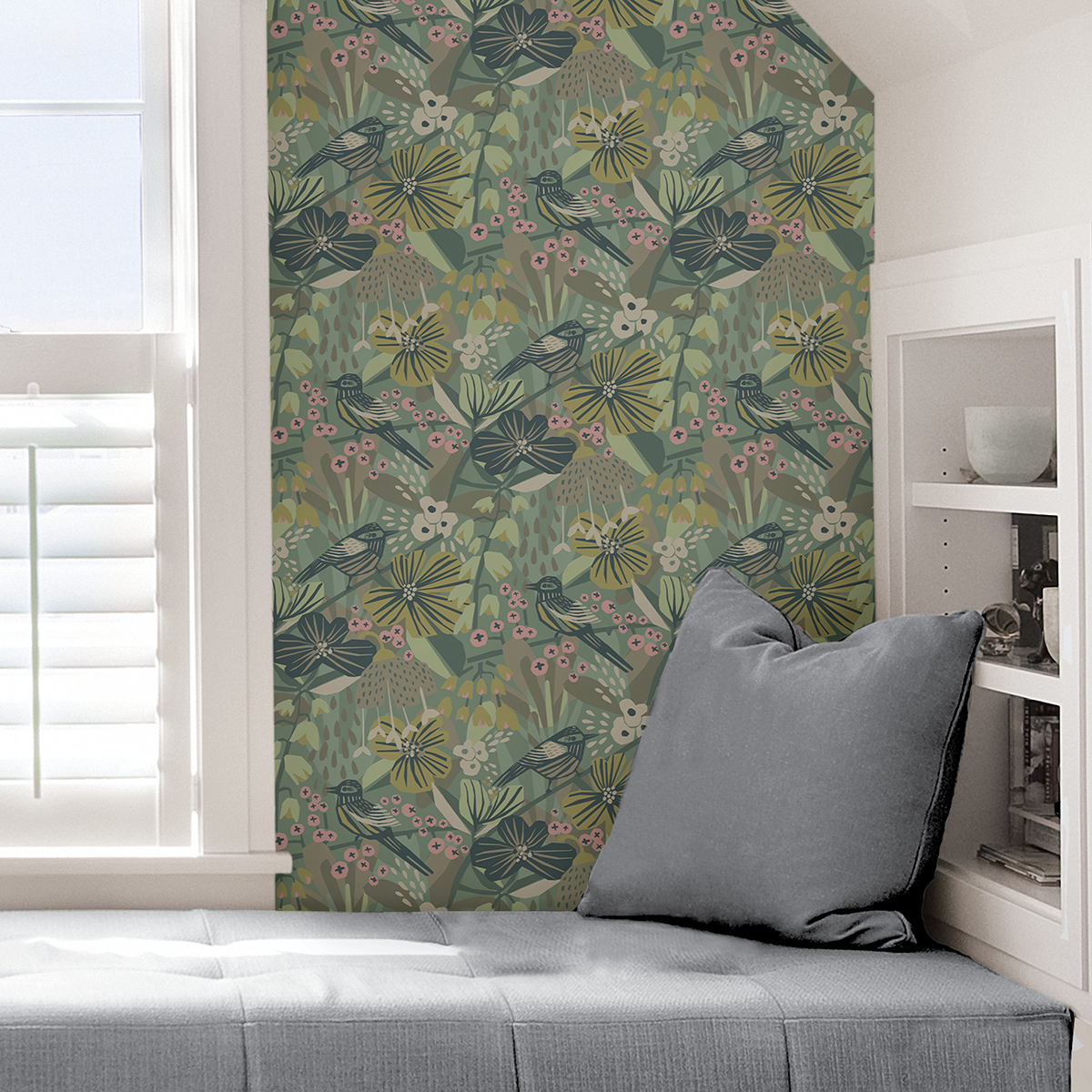 PLS4217 - Sage Jaybird Peel and Stick Wallpaper - by Pip & Lo x WallPops