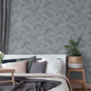 Picture of Suki Grey Leaves Wallpaper