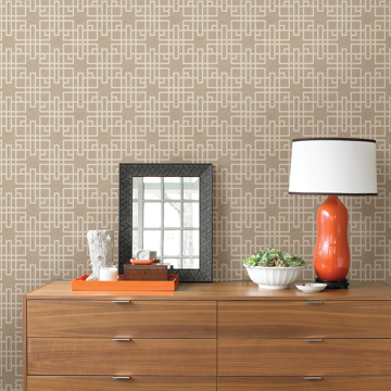 Show details for Mana Beige Trellis Wallpaper