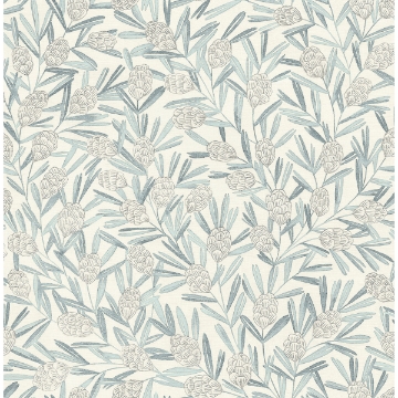 Picture of Zulma Blue Decorative Botanical Wallpaper