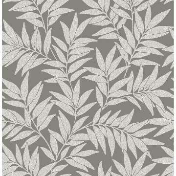 Picture of Morris Dark Grey Leaf Wallpaper