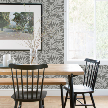 Show details for Morris Dark Grey Leaf Wallpaper