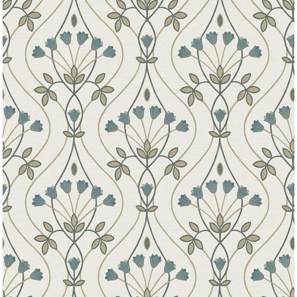 Picture of Dard Teal Tulip Ogee Wallpaper