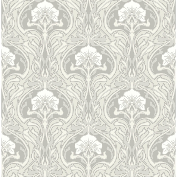 Picture of Mucha Off-White Botanical Ogee Wallpaper