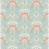 Picture of Mucha Light Blue Botanical Ogee Wallpaper