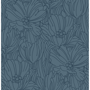 Picture of Selwyn Flock Dark Blue Floral Wallpaper