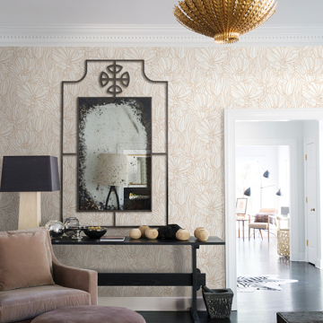 Show details for Selwyn Metallic Copper Floral Wallpaper