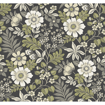 Picture of Voysey Black Floral Wallpaper