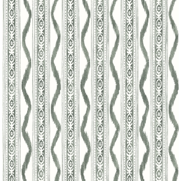 Picture of Rhys Green IKAT Stripe Wallpaper By Erin Gates