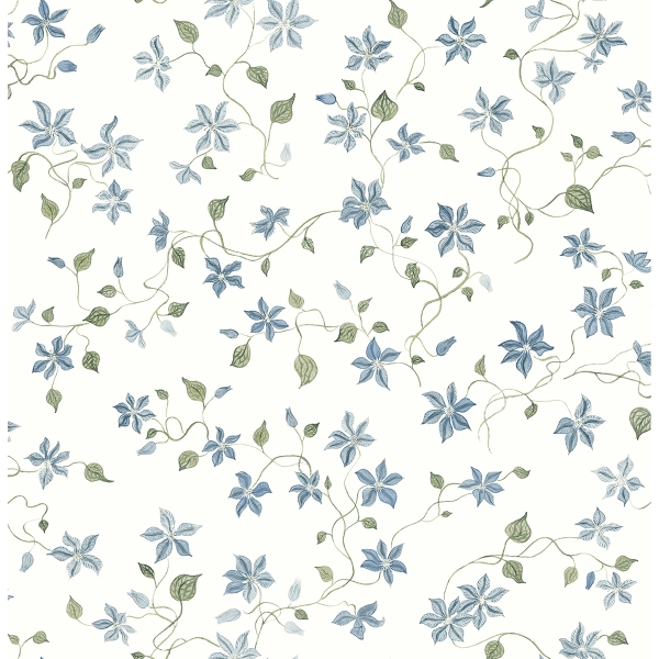 Picture of Betsy Blue Heather Floral Trail Wallpaper By Erin Gates