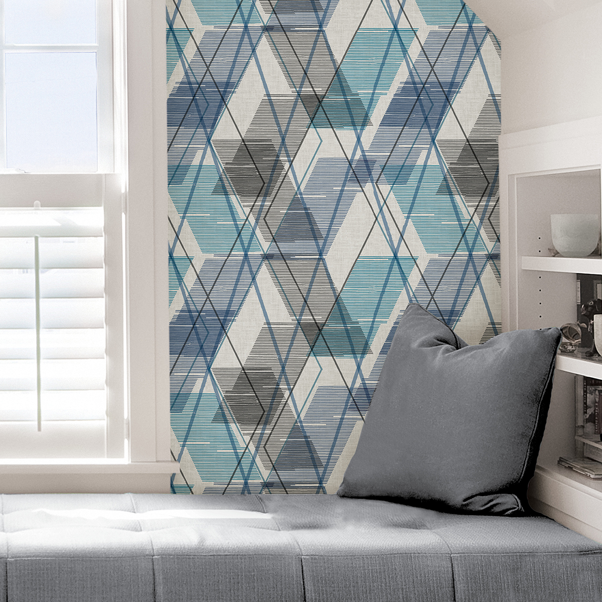 NUS4373 Blue Wallis Peel and Stick Wallpaper by NuWallpaper