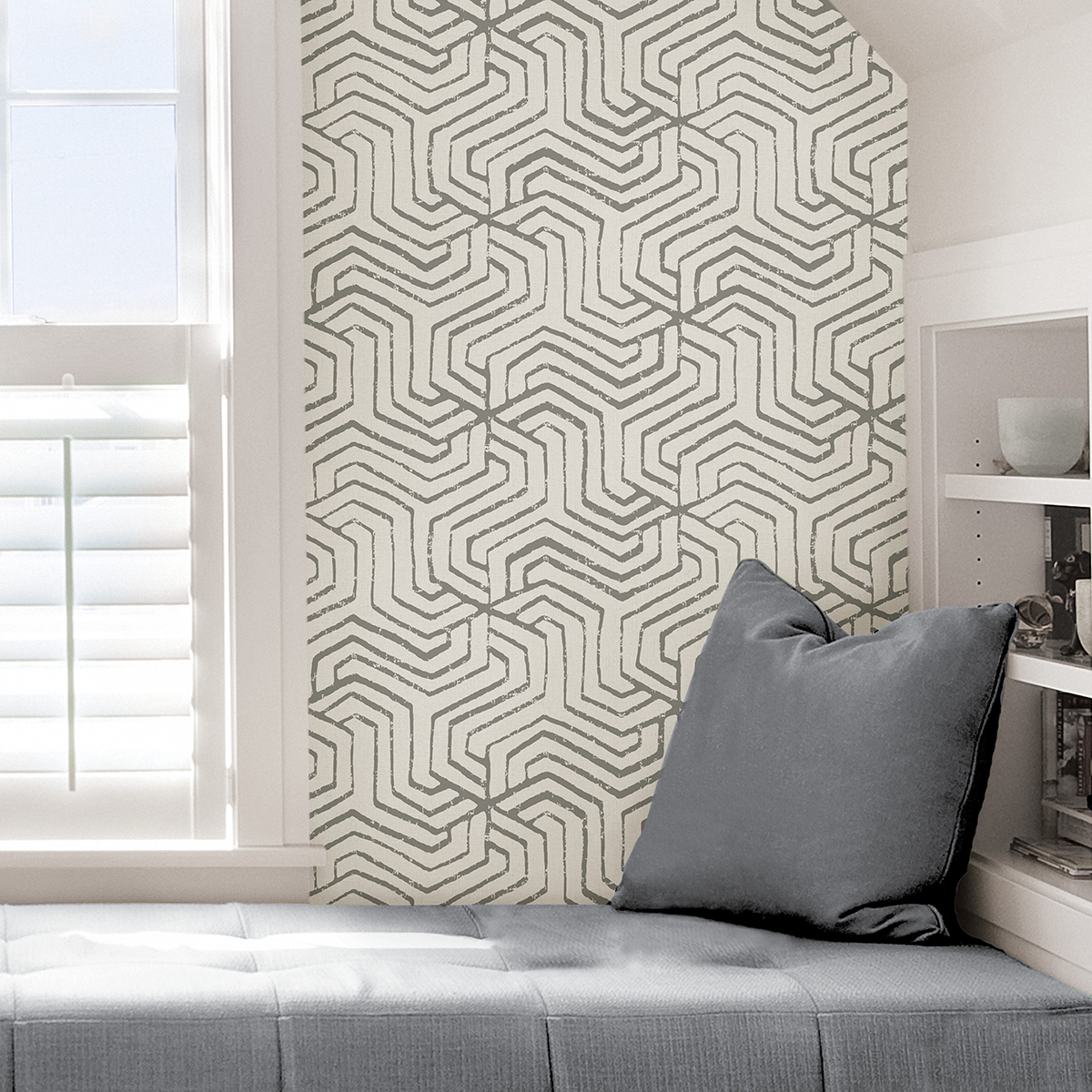 NUS4390 - Grey Farrow Peel and Stick Wallpaper - by NuWallpaper