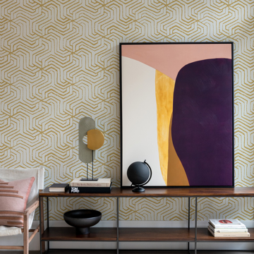 Show details for Ochre Farrow Peel and Stick Wallpaper