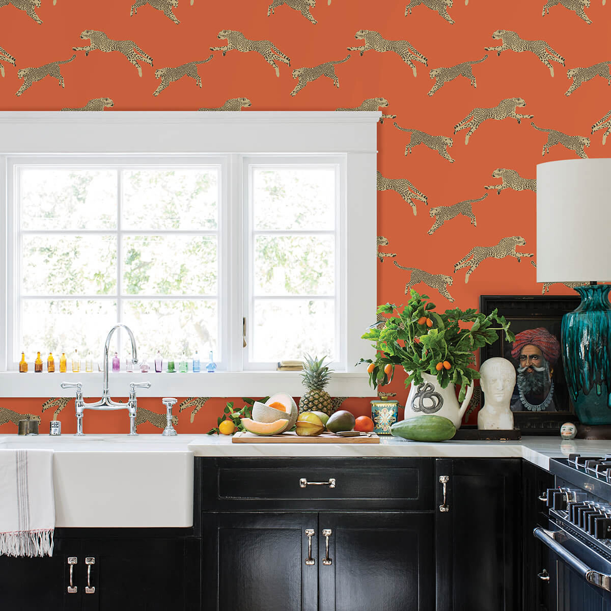 SCS4275 - Clementine Leaping Cheetah Peel and Stick Wallpaper - by