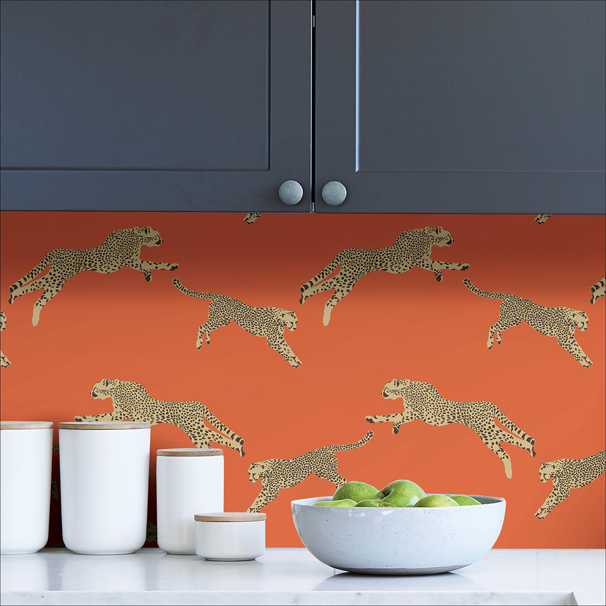 SCS4275 - Clementine Leaping Cheetah Peel and Stick Wallpaper - by
