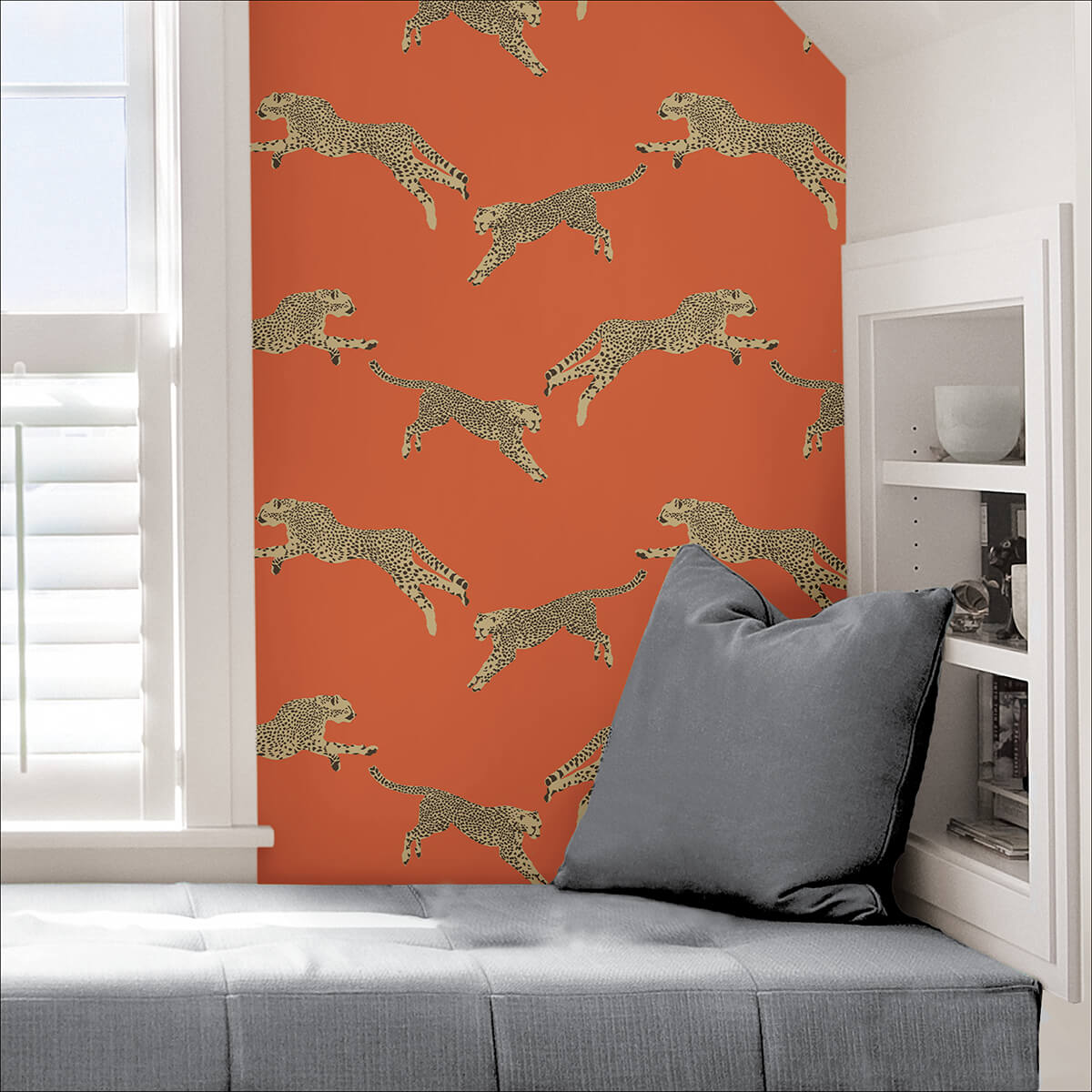 SCS4275 - Clementine Leaping Cheetah Peel and Stick Wallpaper - by