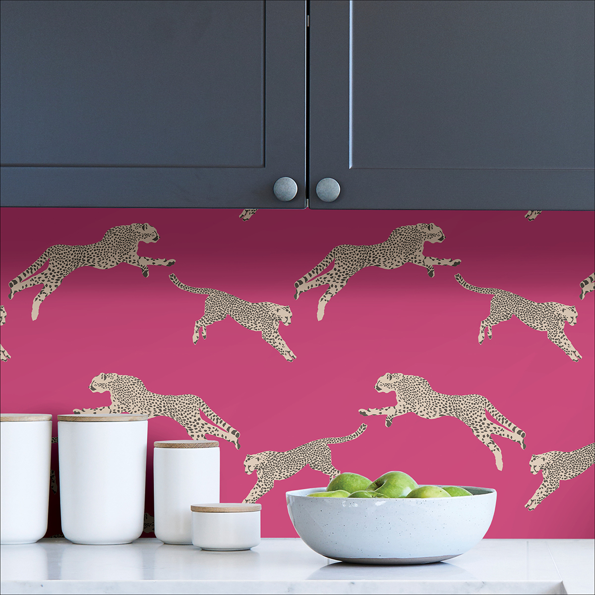SCS4276 - Bubblegum Leaping Cheetah Peel and Stick Wallpaper - by