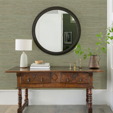 Picture of Jeong Teal Knotted Weave Grasscloth Wallpaper