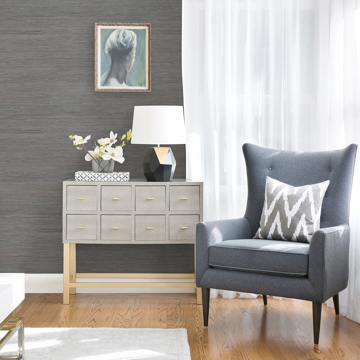 Show details for Shandong Slate Ramie Grasscloth Wallpaper