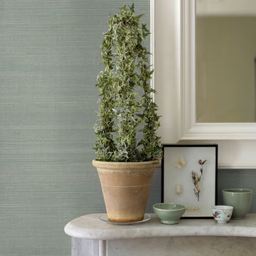Show details for Mai Aqua Abaca Grasscloth Wallpaper