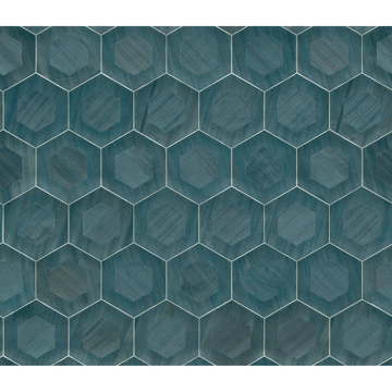Show details for Shunan Blue Wood Veneer Inlay Wallpaper