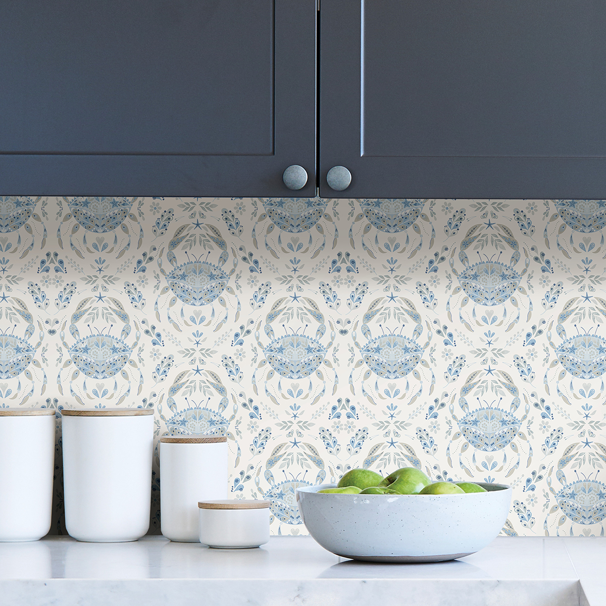NUS4447 - Blue Shellby Peel and Stick Wallpaper - by NuWallpaper