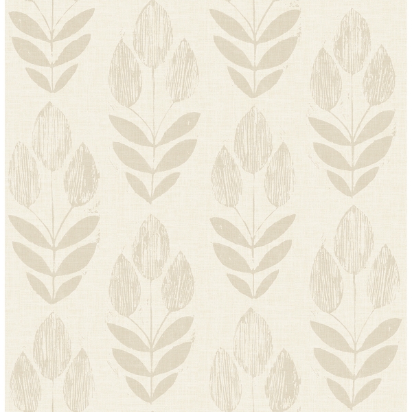 NUS4302 - Cream Folk Tulip Peel and Stick Wallpaper - by NuWallpaper