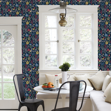 Show details for Navy Jane Peel and Stick Wallpaper